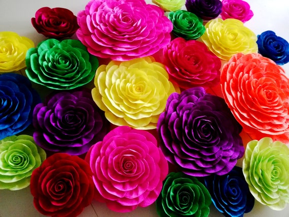 any colors, 12 Mexican Fiesta decorations, large paper flowers wall decor backdrop Cinco Mayo Day Dead hawaiian Luau baby shower moana party Il_570xn