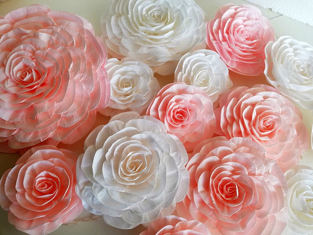 12 Nursery Large Paper Flowers Wall Paper Flowers Bridal Etsy