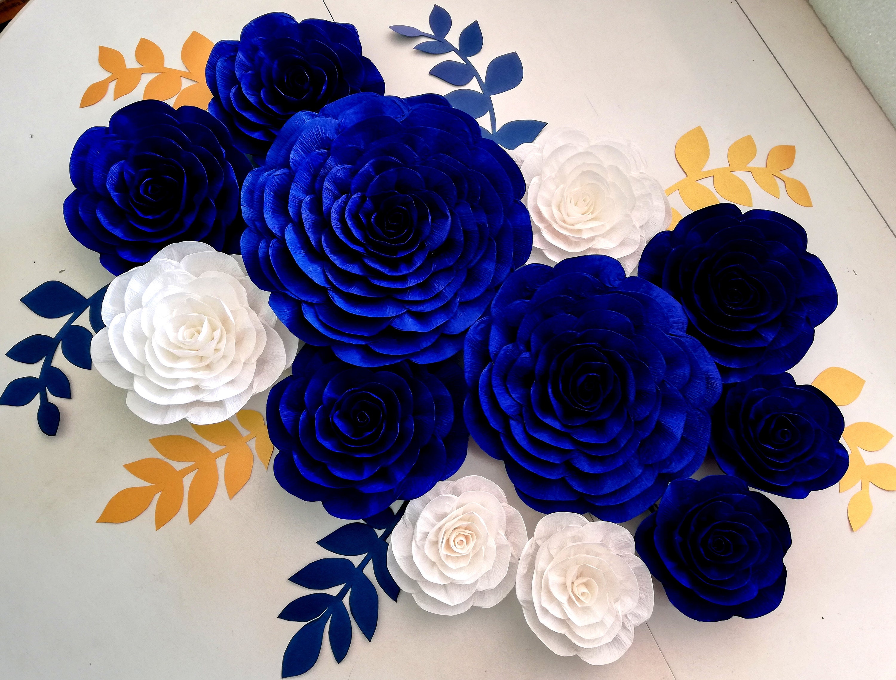 Royal Navy Blue White Boy Large Crepe Paper Flowers Nautical Etsy