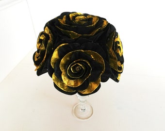 Black Gold Paper Flowers Centerpieces charro baptism Rose Table Decor Graduation prom Bridal Baby Shower Gatsby Wedding Sweet 16 party paris