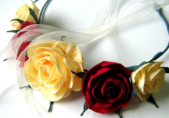 Frida Kahlo Crown Paper Flowers Fiesta Mexican day dead Wreath Hair elena avalor moana bridal Girl Halo bridesmaid Baby Shower beauty beast Il_570xn