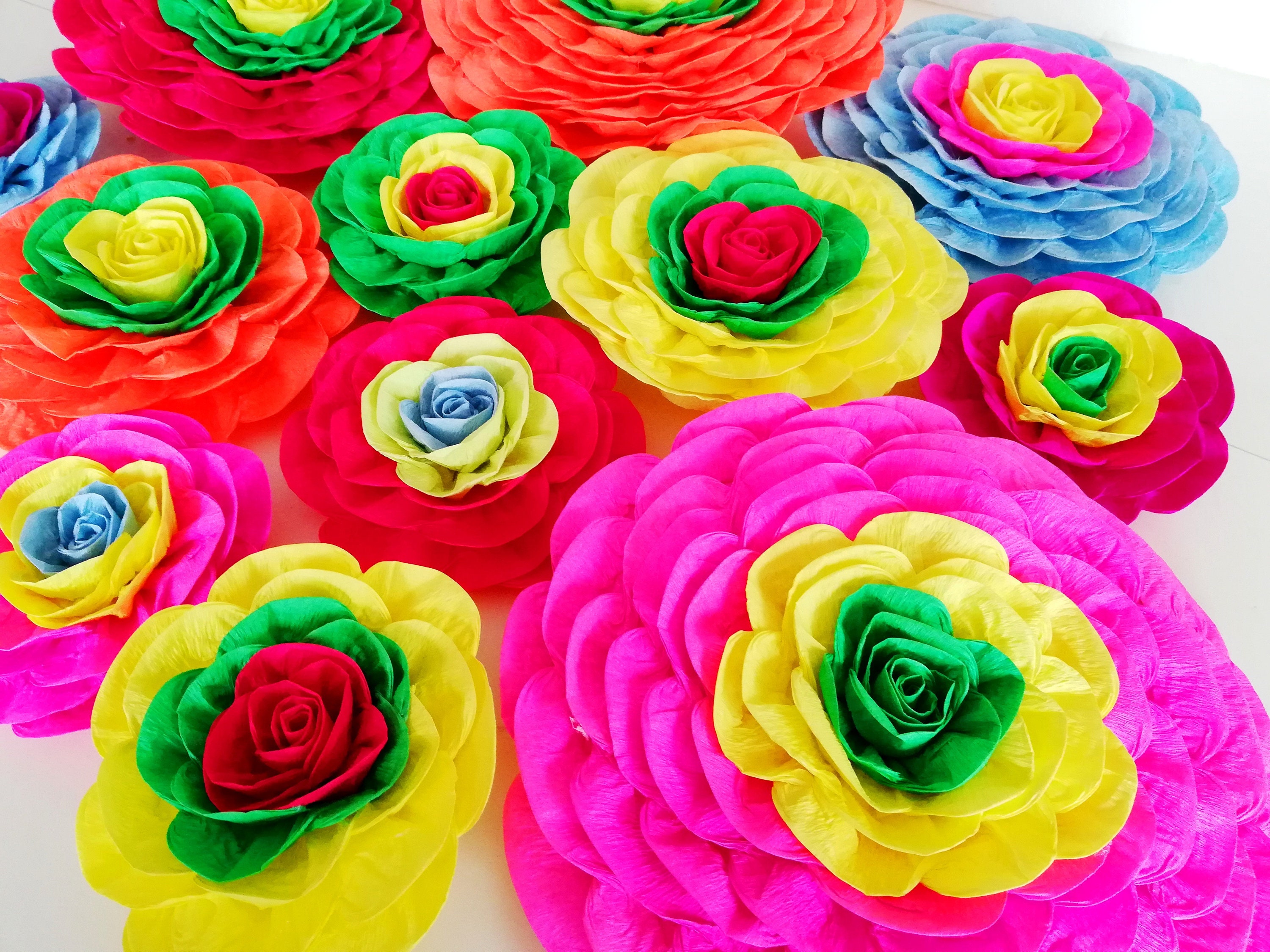 10 Mexican Fiesta paper flowers wedding backdrop giant decor Etsy