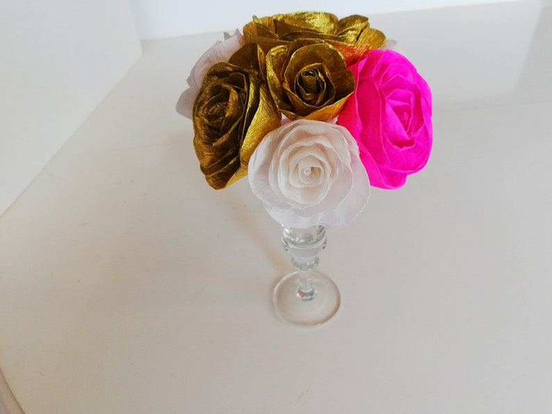 Crepe Paper Flowers Centerpieces Table Wedding Decor Pink Etsy