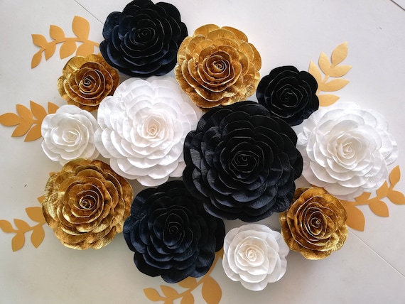 Black Gold White, Birthday Party Decoration Paris Gatsby, Large Paper  Flowers Wall, Graduation, Anniversary, Engagement,bridal Shower Baby 