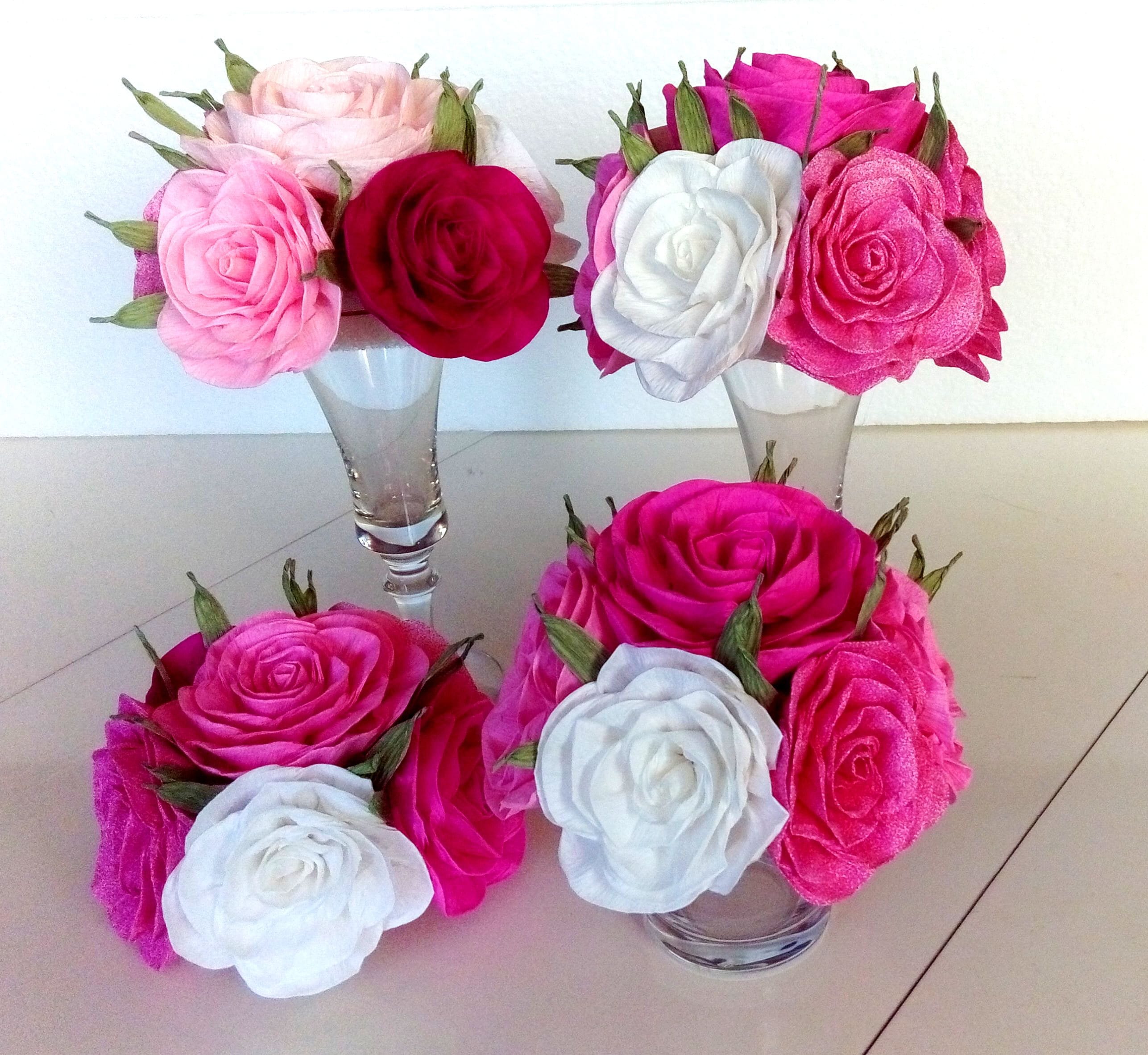 Pink Paper Flowers Centerpiece Diy Crepe Paper And Fresh Flower