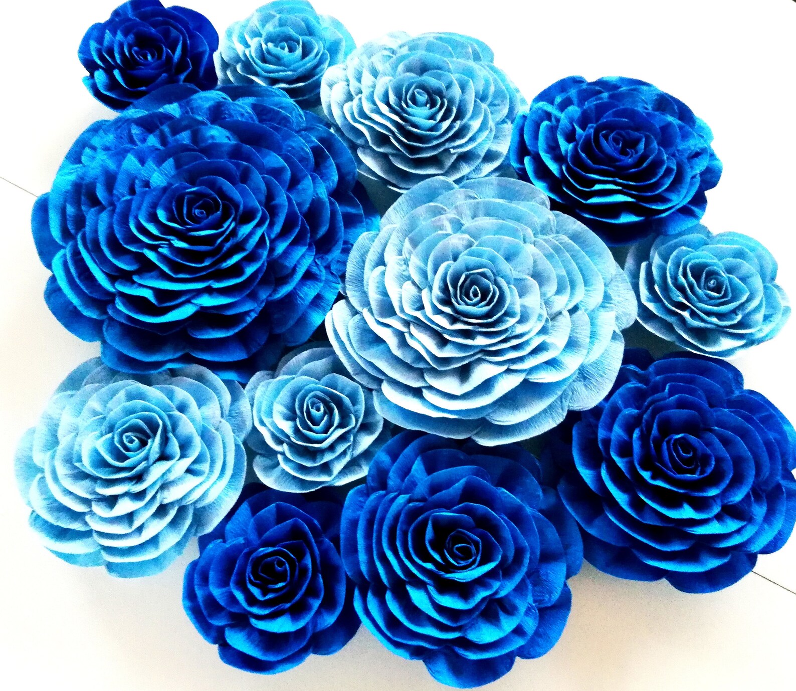 Royal Blue Bridal Boy Baby Shower Large Paper Flowers Wall Etsy