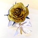 Wedding Beauty and the Beast, crepe paper roses Gold, groom boutonniere, gold corsage bridesmaids, gold baby shower, gold prom graduation 