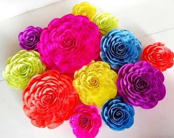 Encanto Mexico Fiesta Decorations party, Large Paper Flowers Wall decor, baby shower backdrop Wedding Hawaiian tropical, neon birthday party