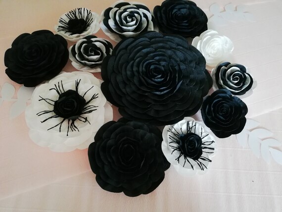 10 Large Paper Flower Wall Decor Baby shower Pink Black White Wedding Burgundy Gold Marsala Maroon Kate Bridal Party Backdrop Nursery Giant Il_570xn
