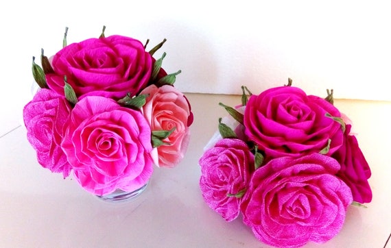 Girl baby shower Pink Centerpiece crepe paper Flowers Table decor kate bridal spade Wedding anniversary birtday party bouquet Nursery Roses Il_570xn