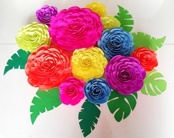 12 Encanto backdrop, Mexican Fiesta decorations, large paper flowers wall decor  Cinco Mayo, Day Dead, hawaiian Luau baby shower moana party