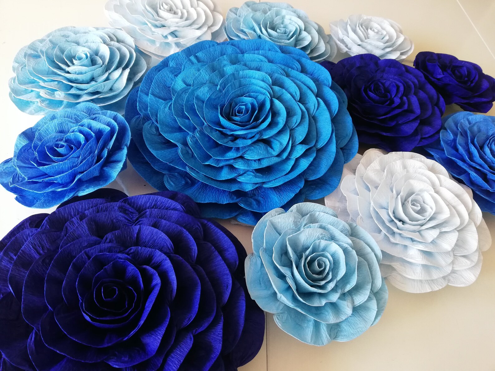 Royal Blue Silver Wall Decor Large Paper Flowers Boy Baby Etsy