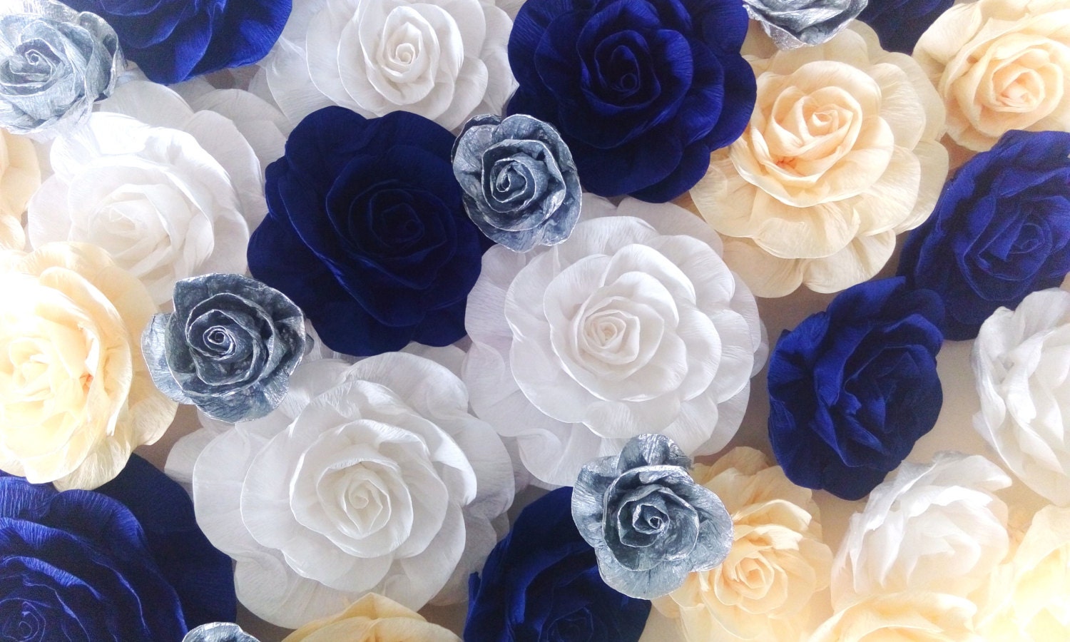 Royal Blue Silver Wall Decor Large Paper Flowers Boy baby Etsy