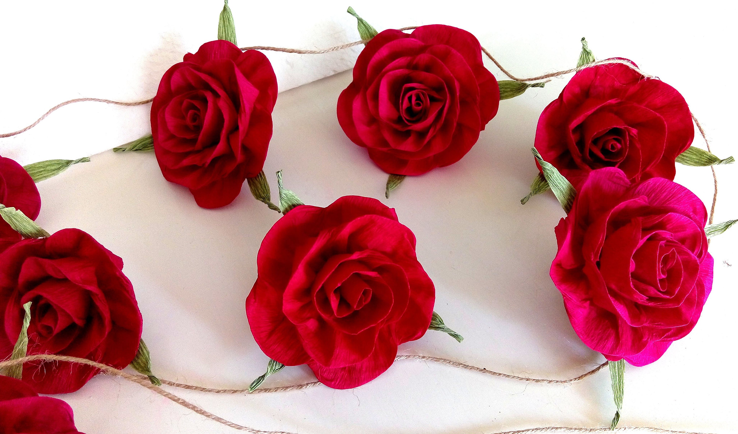 Large Royal Red Rose Crepe Paper Garland Wedding Backdrop Etsy