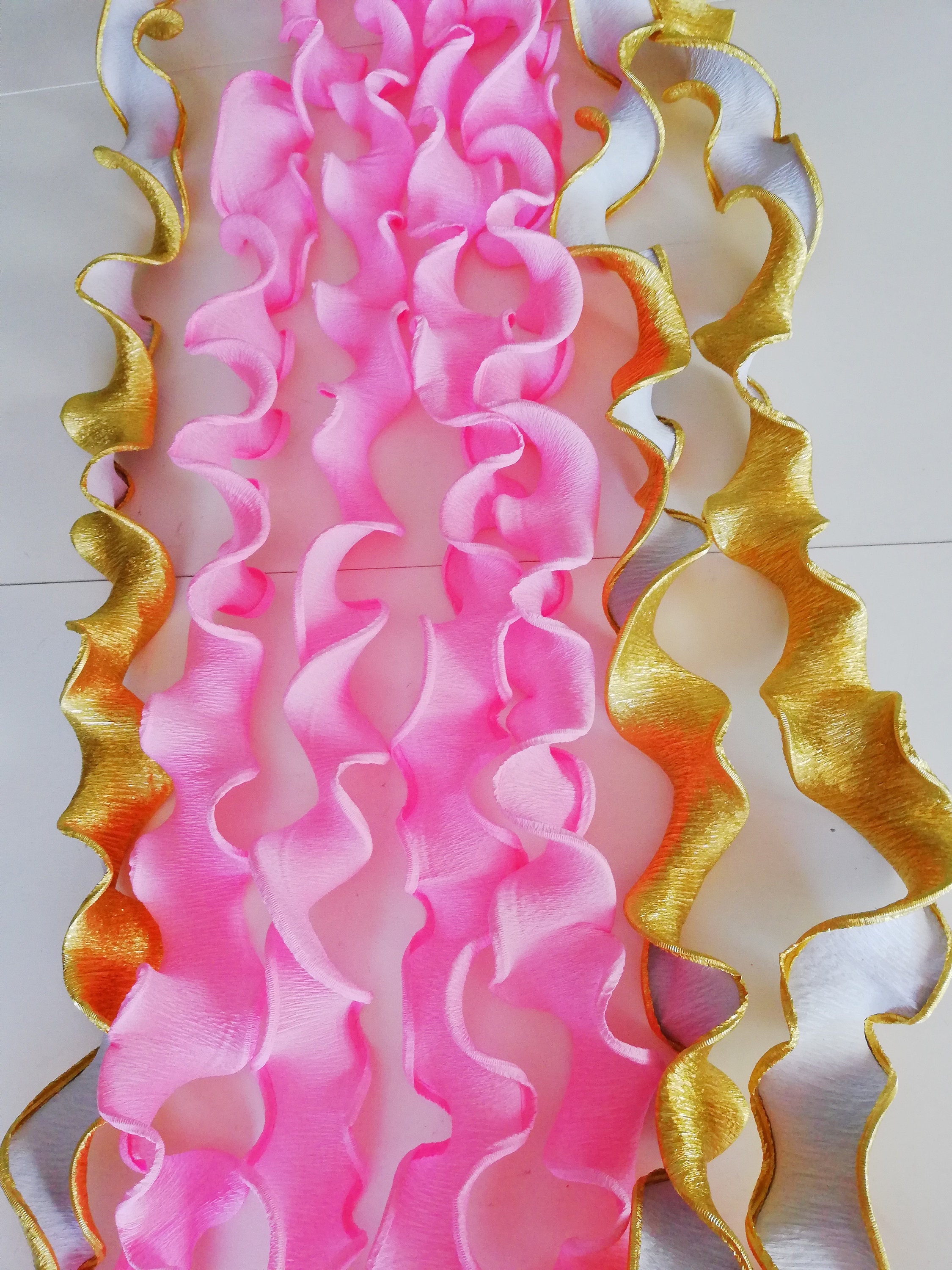 12 Crepe Paper Streamer Backdrop Victoria Pink Gold Wall Etsy