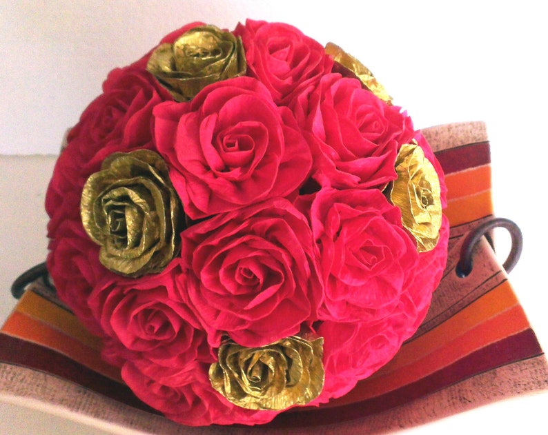 Gold Royal Red Paper Flowers Kissing Ball Vegas Indian Wedding Etsy