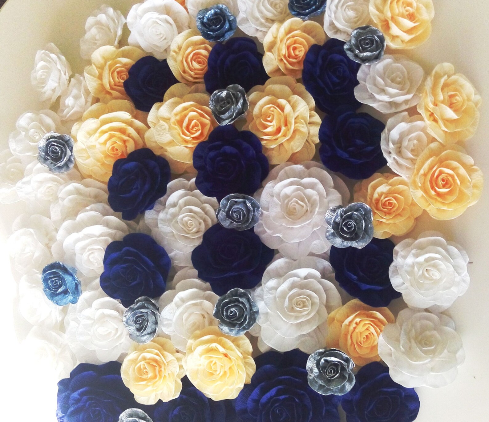 Royal Blue Silver Wall Decor Large Paper Flowers Boy Baby Etsy