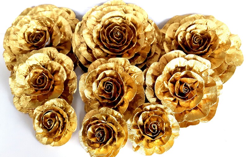 Gold Large Paper Flowers Wall Decor Graduation Royal Baby Etsy