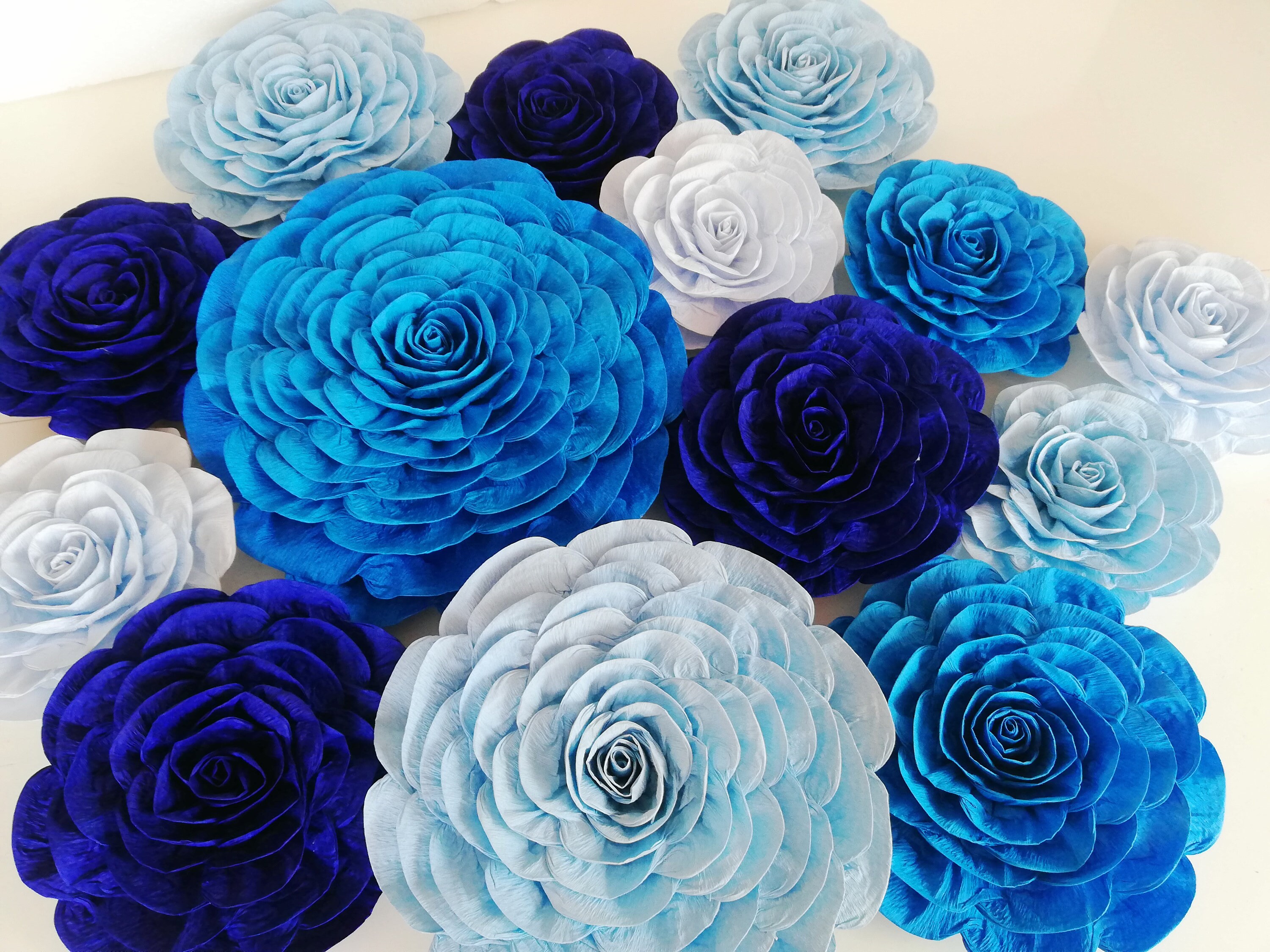 Royal Navy Blue White Boy Large Crepe Paper Flowers Nautical Etsy