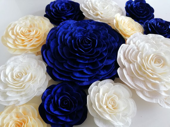 Royal Blue Prince 10 Large Paper Flowers Boy Backdrop Wall Etsy