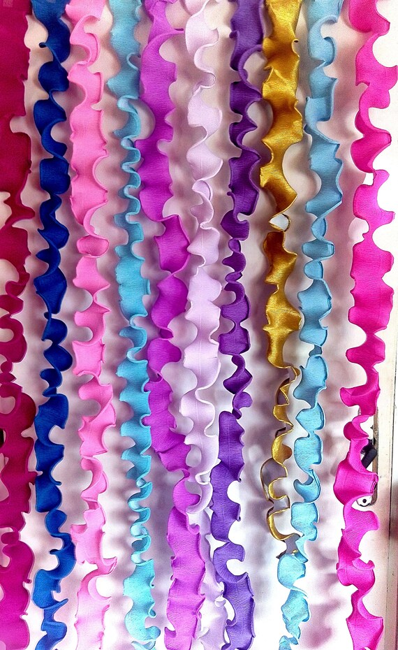 12 Fringe paper streamer garlands wall Decor mira royal detective white pink blue lavander seaweed Streamers Backdrop Baby Shower birthday Il_570xn