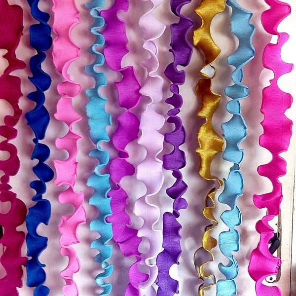 10 Fringe paper streamer garlands wall Decor, mira royal detective, white pink blue lavander seaweed Streamers Backdrop Baby Shower birthday