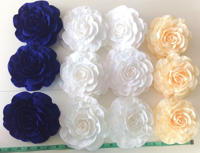 Royal Blue Silver Wall Decor Large Paper Flowers Boy baby Etsy