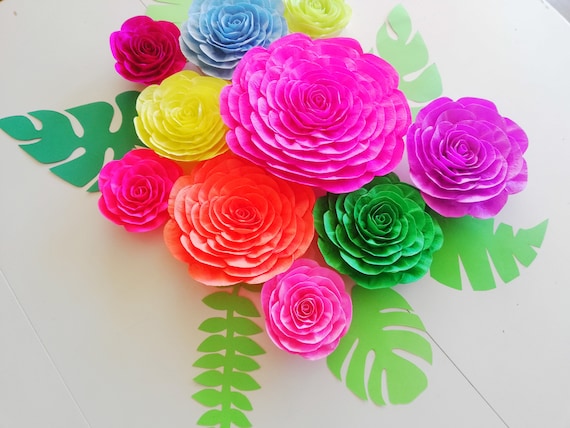 10 Mexican Fiesta, encanto birthday party, large paper flowers, backdrop decorations, Cinco Mayo Day Dead, hawaiian Luau, baby shower moana Il_570xn
