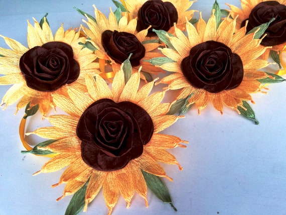 Sunflower Wedding garland large paper Flowers Wall decor nursery room summer Rustic Country Photo backdrop Sunflower Display reception decor Il_570xn