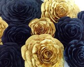 Black Gold, Large Paper Flowers, backdrop wall decor, bridal, baby shower, paris, wedding, Graduation prom gatsby Roaring 20 party art deco Il_170x135