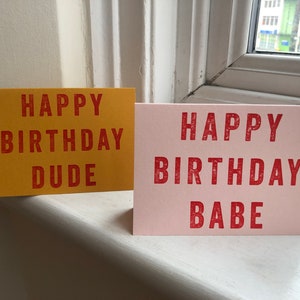 Letterpress Geburtstagskarten Set - Babe / Dude