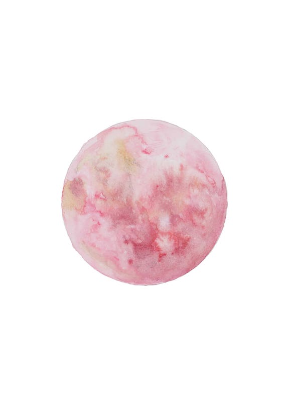 Strawberry Moon Watercolour Illustration Art Print Full Moon Etsy