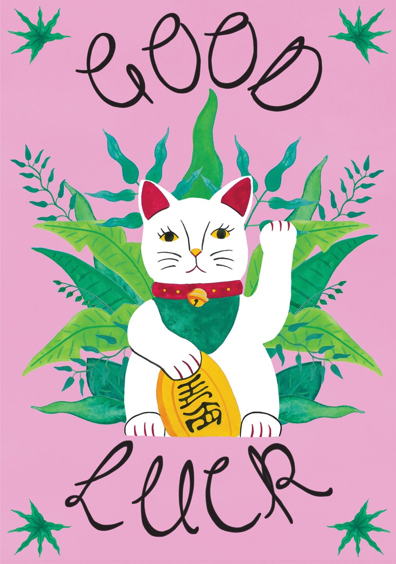 Good Luck Cards Paper & Party Supplies Maneki Neko Handmade Card Cat