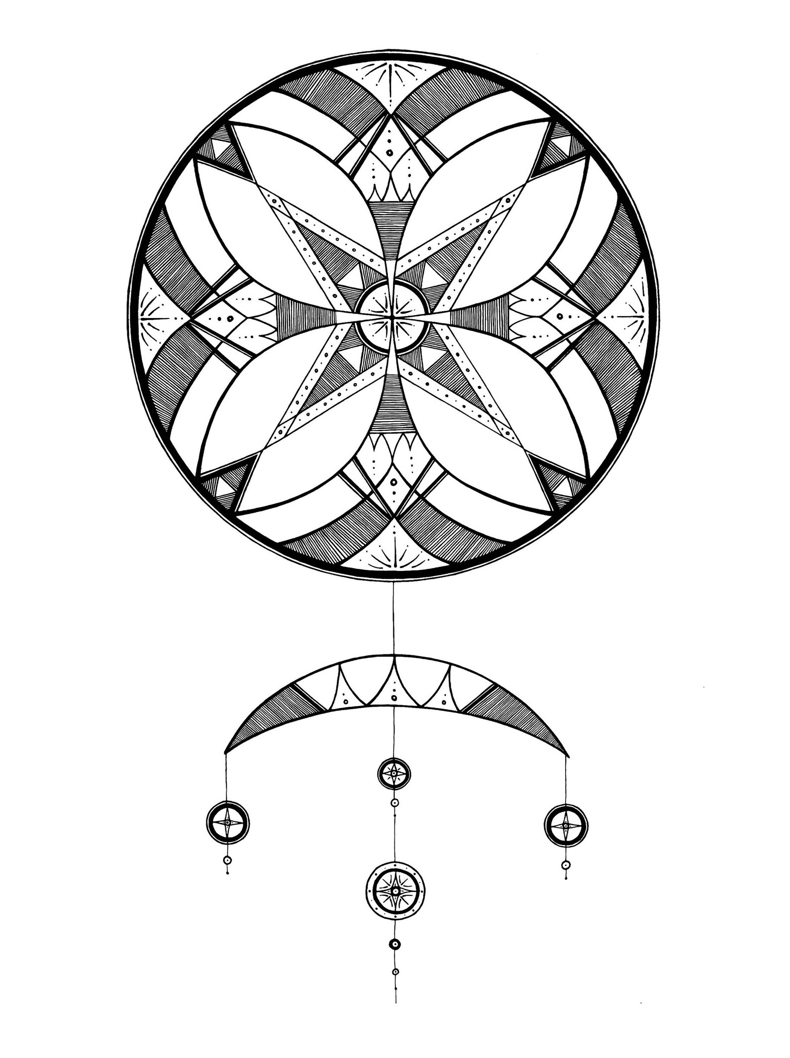 September Harvest Moon Art Print Dreamcatcher Birth Moon Wall Art Astrology Moon Art Geometric