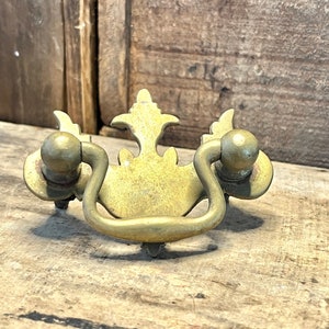 Vintage, Small, 2&quot; C to C, Solid Brass, Chippendale, pull. (Lot5Cabinet)