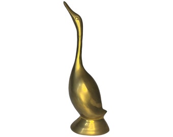 Solid Brass Swan Duck Goose Figurine Vintage Germany Paperweight MCM Home Decor