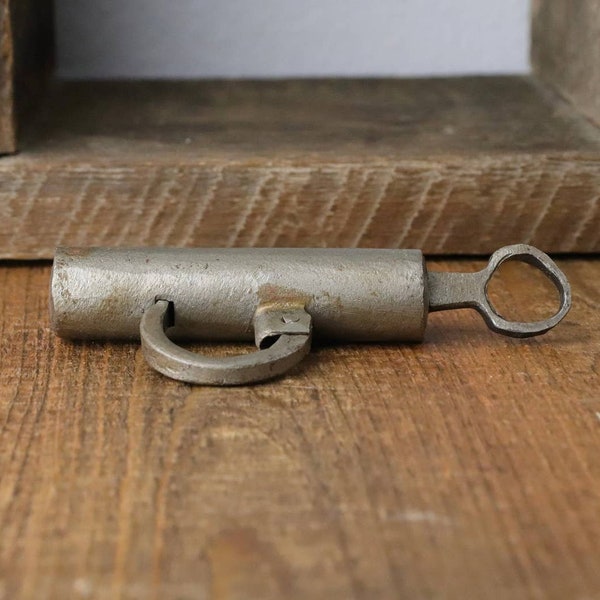 Antique Primitive Hand forged steel door lock with key Circa 1800's