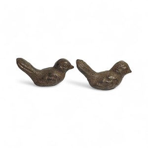 Rustic Cast Iron Bird Figurines: Miniature Farmhouse Decor, Set of 2