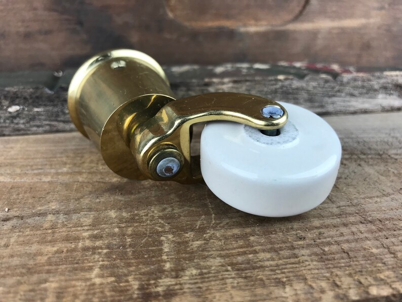 Vintage New Old Stock Brass Cup Castors With Porcelain Etsy
