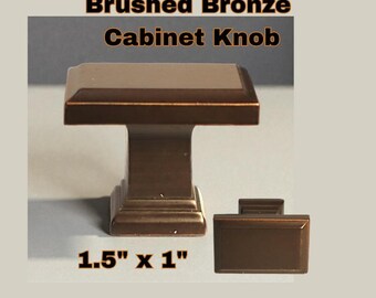 Brushed Bronze Cabinet Knobs | Modern Rectangle, Set of 8