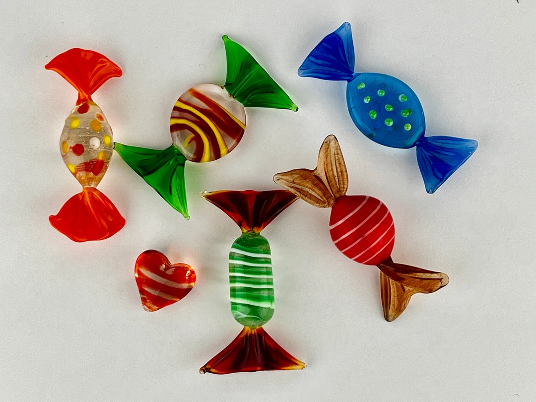 Murano Glass Candy 5 Wrapped Hard Murano Candies Glass Leaf Etsy