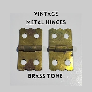 Par de bisagras pequeñas de latón vintage, de 3,81 cm x 2,29 cm, decorativas.