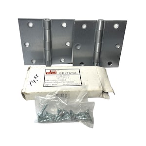 Deltana Steel Door Hinges Satin Chrome 3.5&quot; x 3.5&quot; with 3 Staggered Screw Holes
