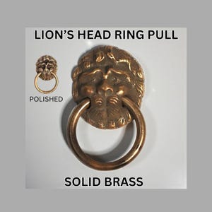 Massiver Messing Löwenkopf Ring ziehen | Schrankbeschläge im antiken Stil