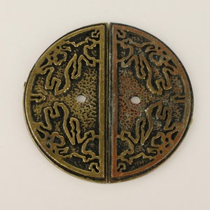 Salvaged, Vintage Back Plate, Cabinet Knob Back Plate, Round Brass Back Plate, Abstract Leaf Decor