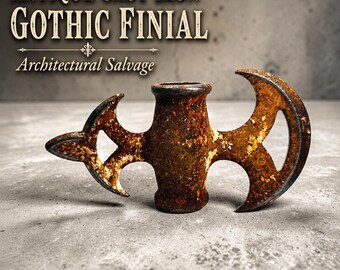 Antique Cast Iron Gothic Finial Architectural Salvage Fence Post Topper Victorian Ironwork Garden Decor 9 Inch