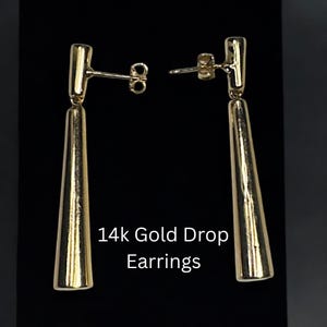14k Gold Cone Drop Earrings: Elegant Modern Jewelry