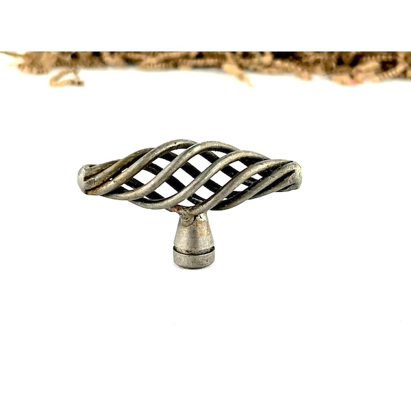 Twisted Birdcage Brushed Metal Cabinet Knob Door Pull Drawer knob. 2.25 Inches
