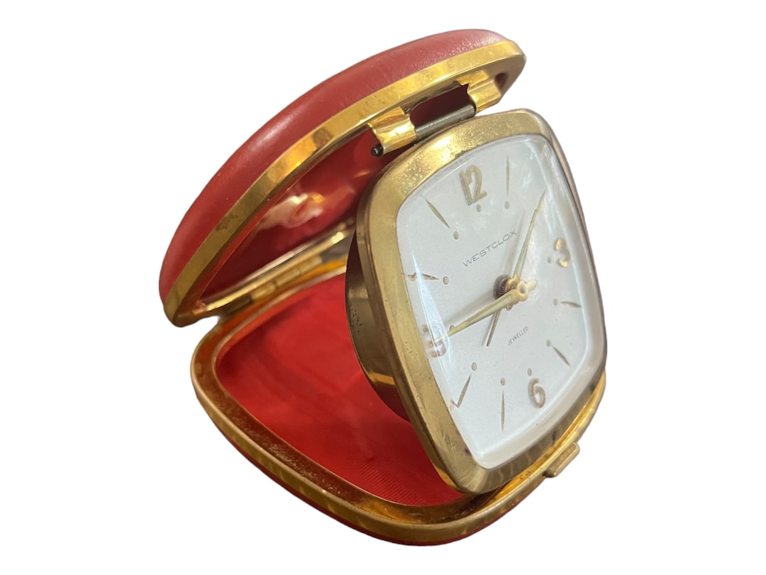 WESTCLOX Travel Alarm Clock Made in Germany 1950 Red Leather Etsy