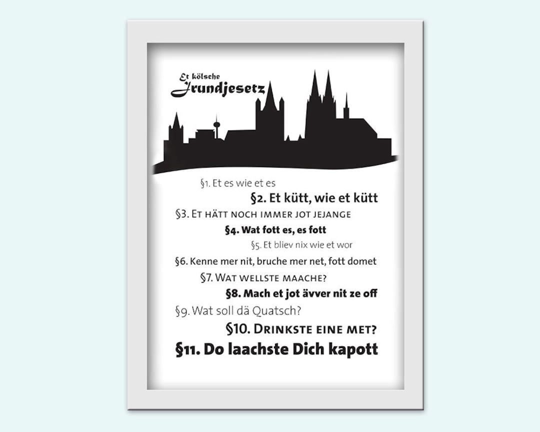 Das kölsche Grundgesetz / 18x24cm / 30x40cm / DINA4 PDF download - Etsy.de